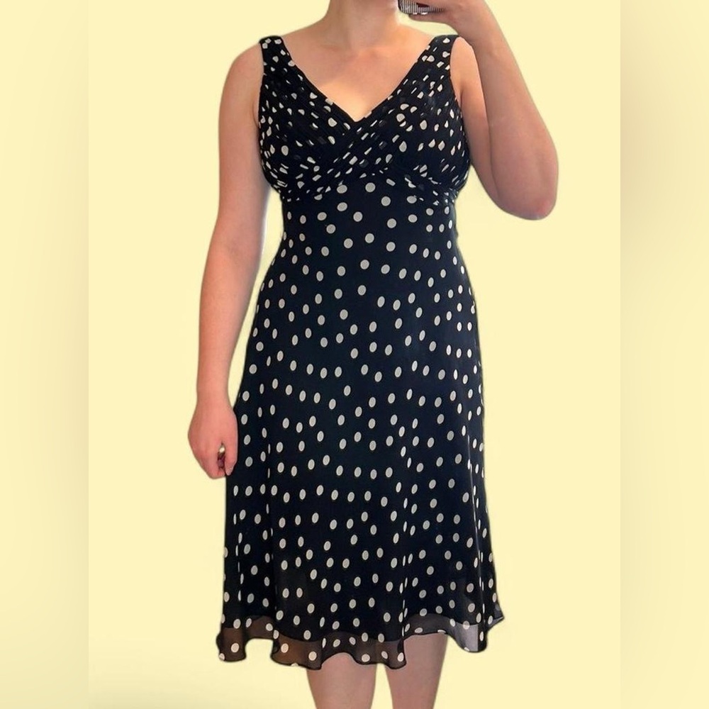 Adrianna Papell Black and White Polka Dot Dress